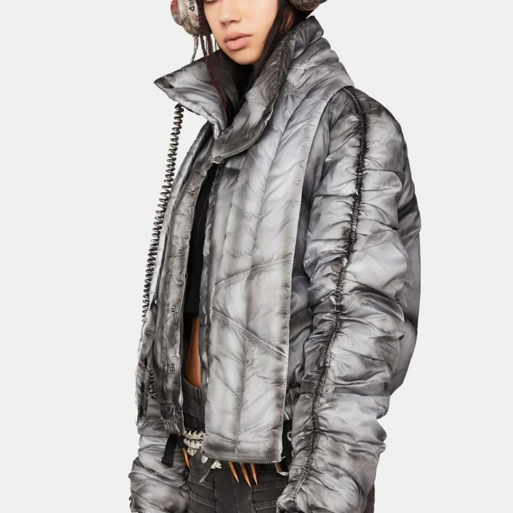 Darker Wavs Dolls Kill Chord Washed Puffer Jacket Bomber Jacket Style